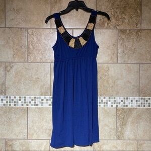 Bailey Blue Beaded Neckline Sleeveless Sundress